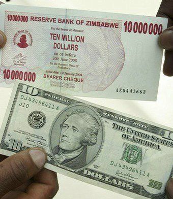 Купюра в 10 американских долларов стоит в 10 раз больше, чем купюра в 10 000 000 зимбабвийских долларов.